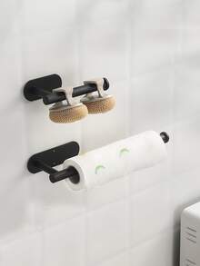 黑色紙支架浴室紙巾架帶掛壁式安裝,免打孔廁所紙架