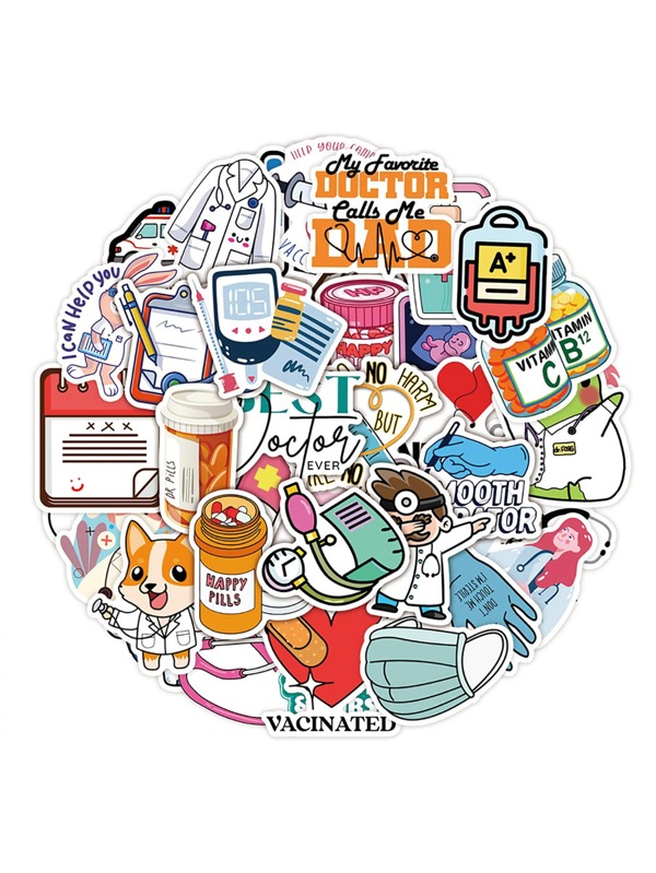 50 Pcs Doctor Stickers, Medical Equipment Stickers, Doctor Appreciation