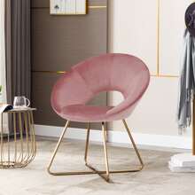Duhome Modern Accent Velvet Chairs Dining Chairs Single Sofa Comfy Upholstered Arm Chair Living Room Furniture Mid-Century Leisure Lounge Chairs With Golden Metal Frame Legs 1 PCS Pink