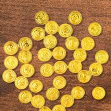 50入組逃脫遊戲和鬼屋硬幣,用於萬聖節派對裝飾,鍍金海盜玩具 - 黃色 - 查看 4