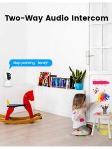 1080p 360度室內家居安防寵物攝影機,帶有運動追蹤功能,並可透過手機應用程式控制 - 黑與白 - 查看 6