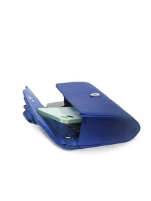 Vintage Style Multicolor Satin Rose Ruffled Clutch Bag For Women - Royal Blue - View 5