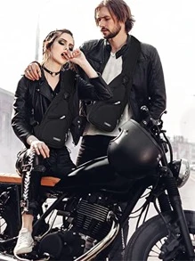 1 件黑色防水拉链胸包，多层大容量多功能斜挎包带 USB 端口，适用于户外徒步旅行单肩包斜挎包侧包通勤宿舍大学圣诞包冬季圣诞礼物假期节日礼物侧包礼物夏季返校运动生活包腰包腰包春季学校用品 - 黑色 - 查看 8