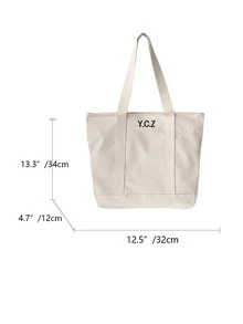 Japanese Style High Capacity Multilayer Canvas Tote Bag For Students To Carry To Class - White - View 8
