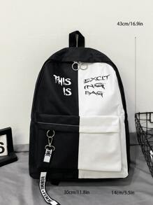 字母圖案大容量孩子們後背包 - 黑色 - 查看 4