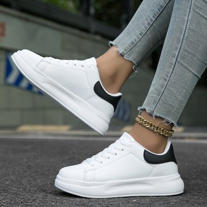 Unisex Fashion Sneakers For Couples, Lightweight Comfortable Breathable Sports Casual Shoes, White