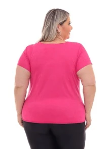 Plus Size Blouses - Màu Hồng Tươi - Xem 3