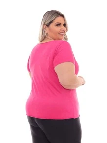 Plus Size Blouses - Màu Hồng Tươi - Xem 2