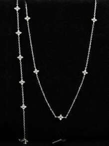 GAGAFEEL 1pc Simple S925 Sterling Silver Flower Full Sky Star Zirconia Necklace Collarbone Chain Gift For Women Daily Wear