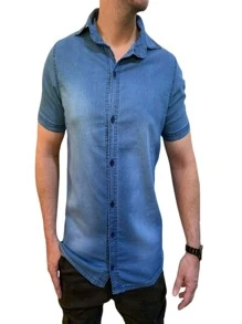Men Denim Shirts - Màu xanh nhạt - Xem 3