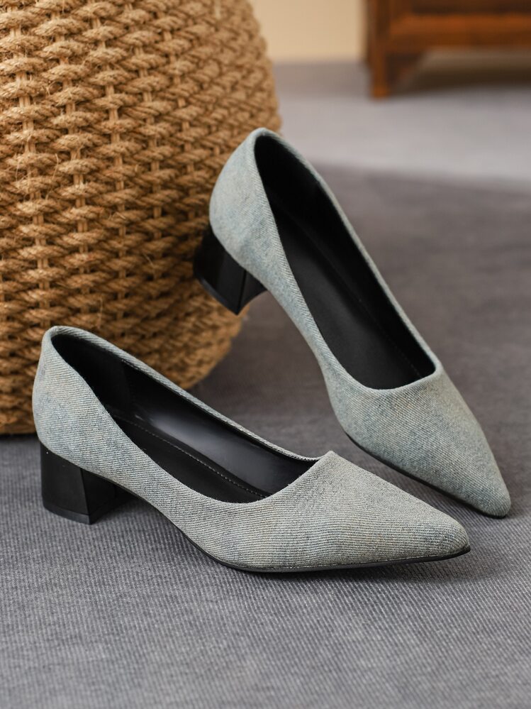 Ladies grey mid heel shoes 2025