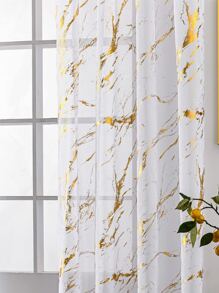 1片大理石紋透光窗簾,適用於客廳和臥室 - 金色大理石紋 - 查看 3