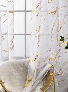 1片大理石紋透光窗簾,適用於客廳和臥室 - 金色大理石紋 - 查看 6