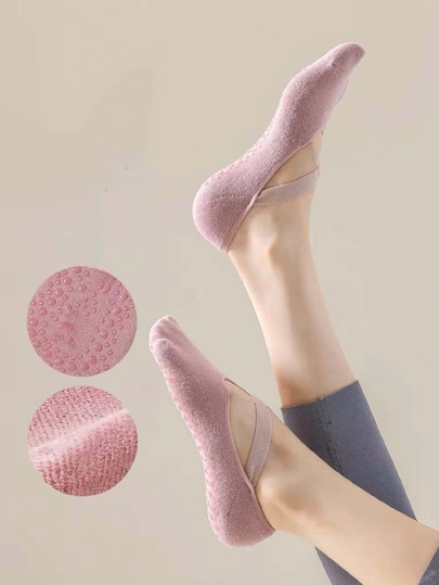 Kit1 ,2 ,3 PARES Meia Pilates Algodão Feminina Com Antiderrapante Colorida Adulto Lisa YOGA