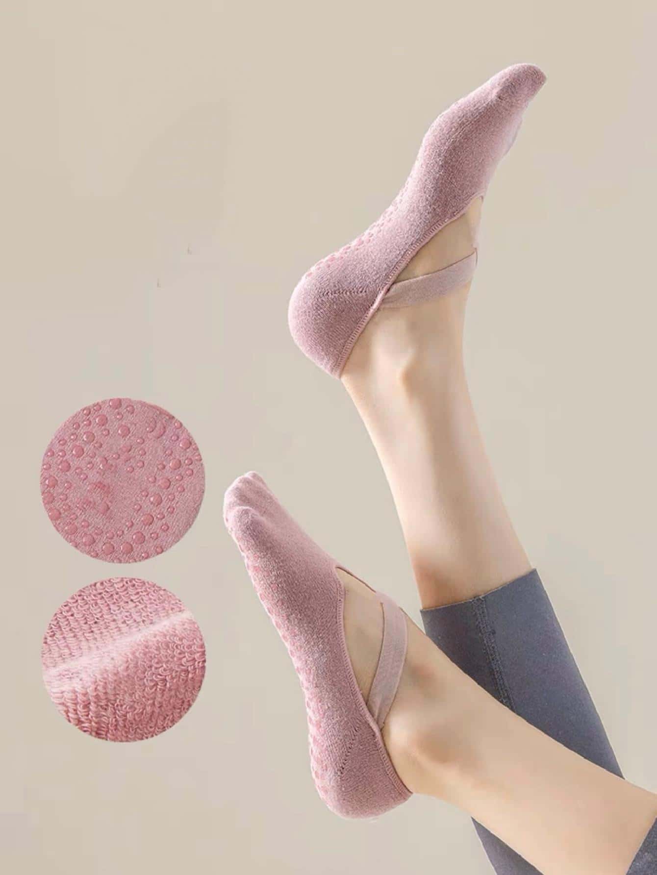 Kit1 ,2 ,3 PARES Meia Pilates Algodão Feminina Com Antiderrapante Colorida Adulto Lisa YOGA - Multicolorido - Visão 1