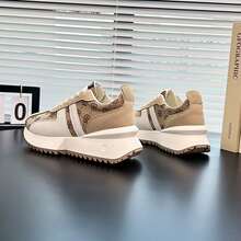 Women's 2023 New Fashionable Sports Running Chunky Shoes With Added Height, Versatile - Khaki - View 2