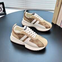 Women's 2023 New Fashionable Sports Running Chunky Shoes With Added Height, Versatile - Khaki - View 4