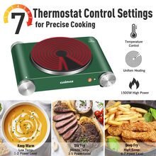 Cusimax 1500W Electric Single Hot Plate Cooktop,Stainless Steel Countertop Burner With Temperature Control,Portable Cast Iron Electric Stove,Great For RV/Home/Camping,Easy To Clean - Army Green - View 4