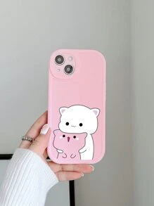 1pc Cartoon Cat Big Eye Matte Phone Case, Lens Protection Matte Phone Case, Cute Phone Case, Covers, Compatible With IPhone Case & Galaxy Case, Phone Case, Case 17 Pro Max, Covers, Cute Phone Case, Cover For IPhone & Galaxy Protective Shell, Phone Case, Compatible With IPhone 15 Case, Compatible With IPhone 16 Promax Case, Compatible With IPhone 16 Case, Compatible With IPhone 14 Case, Compatible With IPhone 18 Pro, Compatible With IPhone 18 Promax - Multicolor - View 3