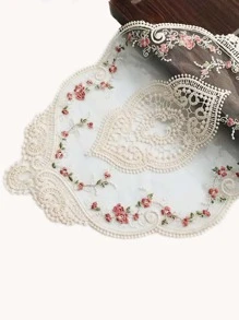 1個復古鉤邊置墊,法式鉤花小巾,手工刺繡桌墊,11x11.81英寸米色餐墊杯墊,維多利亞裝飾風格,適用於梳妝台和茶幾的小巾,橢圓形餐墊,桌上墊子 - 彩色 - 查看 4