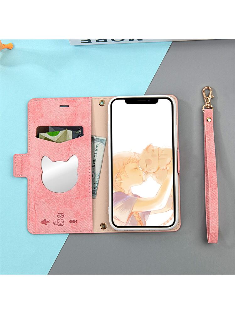 Phone Case, Wallet Style Phone Case, Compatible With Iphone, Cute Cat  Design, Phone Protective Cover, Smartphone Case, Book Style | SHEIN USA