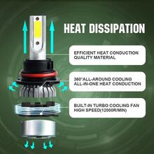 2入組/包9007LED頭燈燈泡,300%亮度,大功率,遠光燈,鹵素替代品,6000K酷白色 - 9007 - 查看 3