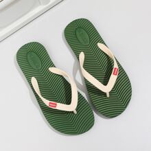 男士綠色夏季戶外防滑人字拖,帶有趾間握紋,耐磨沙灘涼鞋 - 軍綠色 - 查看 2