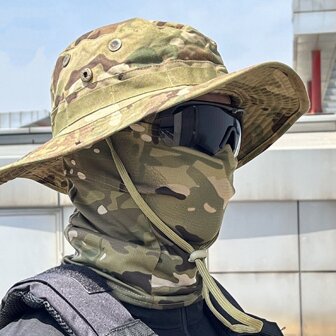 2pcs/Set Unisex Camo Hat Set With Sun Protection, Breathable, Full Protection, Bucket Hat, Balaclava, American Cap, Face Cover, Summer Outdoor Headscarf, Hat With Integrated Headgear Suitable For Sports,Fishing, Cycling, Hiking, Camping, Climbing, Exploring And Archery