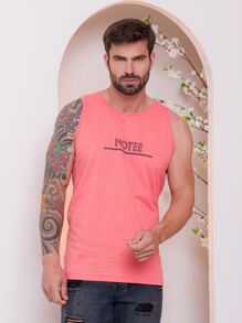 Men Tank Tops - 珊瑚粉 - 查看 3