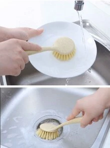 1 Pièce Brosse De Nettoyage De Cuisine, Avec Manche Long Pour Laver Les Plats, Poêles, Planches À Découper, Non Facile À Coller L'huile, Brosse De Récurage De Cuisine En Plastique, Design Suspendu Pour Le Nettoyage De La Cuisinière