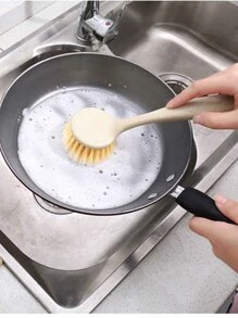 1 Pièce Brosse De Nettoyage De Cuisine, Avec Manche Long Pour Laver Les Plats, Poêles, Planches À Découper, Non Facile À Coller L'huile, Brosse De Récurage De Cuisine En Plastique, Design Suspendu Pour Le Nettoyage De La Cuisinière