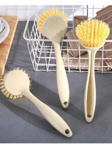 1 Pièce Brosse De Nettoyage De Cuisine, Avec Manche Long Pour Laver Les Plats, Poêles, Planches À Découper, Non Facile À Coller L'huile, Brosse De Récurage De Cuisine En Plastique, Design Suspendu Pour Le Nettoyage De La Cuisinière