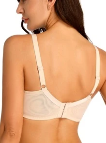 Women's Lace Bra, Sheer Double Layer See-Through Bra Without Padding - Apricot - View 3