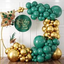 Kit De Guirnalda De Arco De Globos Verdes Y Dorados De 81 Piezas, Globos De Látex Verde Esmeralda Y Dorados Metálicos Para Decoración De Bodas, Cumpleaños, Graduación, Aniversario, Fiesta De Caza En La Selva - Multicolor - Ver 1