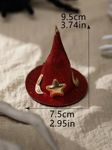 1入組萬聖節紅帽造型髮夾髮飾,適用於節慶、派對、聚會