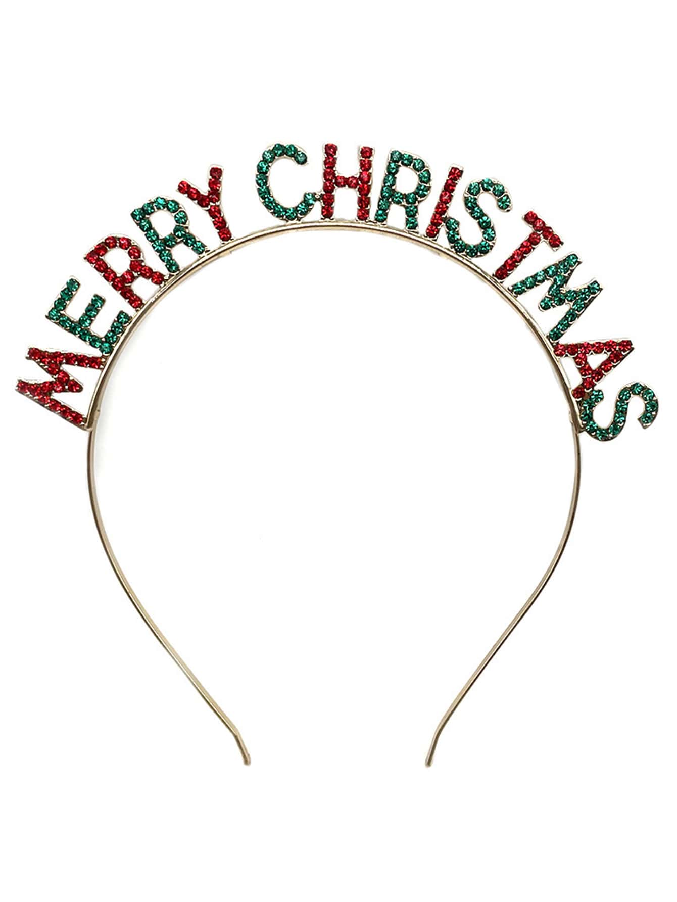 1入組聖誕節快樂字母設計髮箍帶水鑽裝飾適合派對裝飾用品,攝影道具,髮飾 - 彩色 - 查看 1