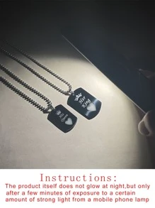 ATLVXJL 2pcs/Set Couple Matching Bracelets Crown Heart Love Glow In The Dark Letter HER KING & HIS QUEEN Stainless Steel Chain Charm Necklace Valentine's Day Gift Couple Gifts,Mom,Mother,Mother's Day,Gift - Multicolor - View 9