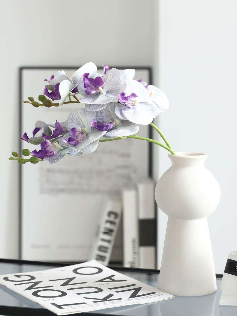 1 件 60 厘米仿真蝴蝶兰花，触感逼真，适用于家庭客厅桌面装饰、派对和活动中心装饰、情人节礼物 - 淡紫色 - 查看 1