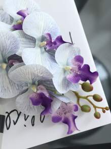 1 件 60 厘米仿真蝴蝶兰花，触感逼真，适用于家庭客厅桌面装饰、派对和活动中心装饰、情人节礼物 - 淡紫色 - 查看 3