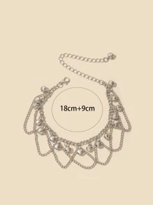 1入組歐美風格金屬多層鏈式腳鏈帶鈴鐺吊墜設計,合適的適合女士在海灘,日常,派對,作為禮品 - 銀色 - 查看 5