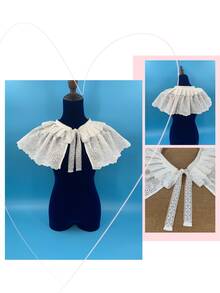 女士鉤花網空中披肩,夏季薄款穿搭襯衫、背心外套配件,假領領口