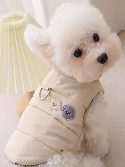 1pc Pet Cartoon Dog Embroidered Thick Jacket