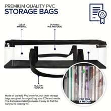 RUIZMAN Túi đựng đĩa CD gia đình 4 chiếc - Túi đựng đĩa PVC trong suốt - Hộp đựng đĩa CD chống nước có tay cầm - Túi đựng trò chơi di động bằng nhựa trong suốt để đựng đĩa CD, album, trò chơi điện tử, sách cho túi đựng đồ du lịch, túi đựng đồ trang điểm, túi đựng mỹ phẩm, túi đựng đồ đi nghỉ, túi đựng đồ trang điểm dung tích lớn, đựng son môi, cọ, đồ chăm sóc da, điện thoại di động, tiền xu, đồ dùng nhỏ, dùng cho gia đình, quà tặng, kỳ nghỉ và lễ hội Halloween Giáng sinh đa chức năng - Trong suốt 23,6 * 9 * 6,3 inch - Xem 6