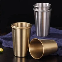 A Set Of Silver Stainless Steel Drinking Cup, Available In Multiple Capacities, Suitable For Hot Or Cold Beverages, Perfect For Tea, Coffee, Milk Tea Or Water, Ideal For Household, Restaurant, Company Or School Cafeteria