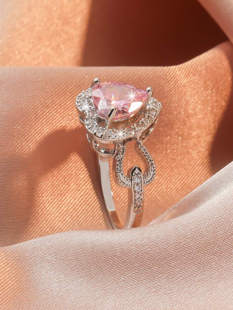 1pc Women's Heart Shaped Ring, Perfect For Proposals, Weddings, And Parties