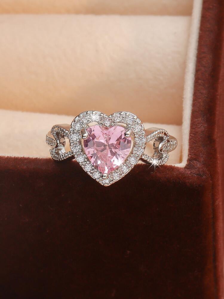 1pc Women's Heart Shaped Ring, Perfect For Proposals, Weddings, And Parties
