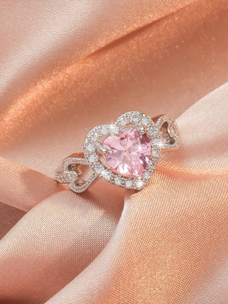 1pc Women's Heart Shaped Ring, Perfect For Proposals, Weddings, And Parties