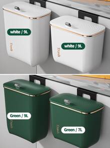 1入組便攜白色極簡風格壁掛式垃圾筒 - 白色 - 查看 9