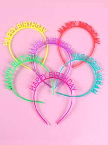 6Pcs Happy Birthday Fluorescent Hair Band Glowing Birthday Party Decoration Headband, Back To School Valentine Day