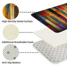 1 Stück Heimdekoration, Raumdekoration, Gartendekoration, Gartenmatte, Badezimmerdekoration, Badezimmermatte, rutschfeste Badmatte, Küchendekoration, Küchenmatte, Badezimmerset, Geschenk, Eingangsmatte, Flurdekoration, weiche Plüschoberfläche, Anti-Ermüdungsmatte, farbiges Holzmaserungsmuster Matte